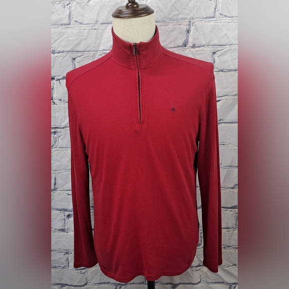 Calvin Klein Men's Liquid Touch Half Zip Pullover  Jacket Red Lightweight Small - Picture 2 of 8